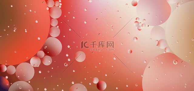 神奇科学背景图片_水和油气泡抽象风格红色背景