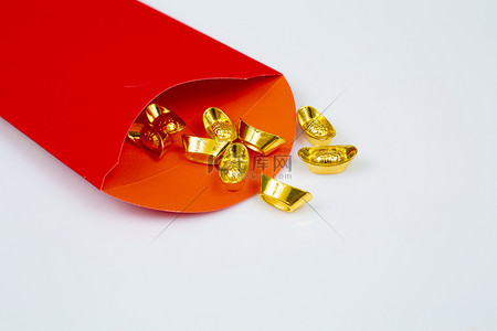 gold背景图片_Red Envelope and Gold Bar