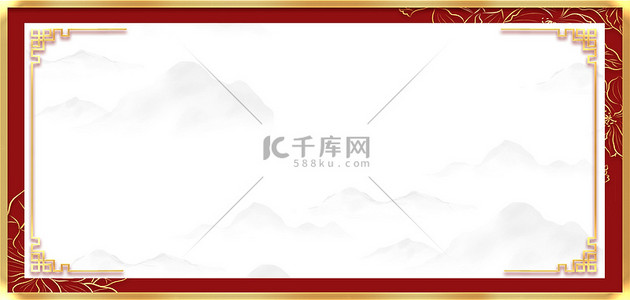 红色喜庆复古背景背景图片_婚礼中式边框红色复古背景