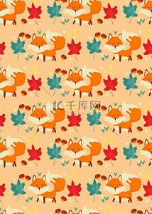 秋天服饰背景图片_可爱卡通动物图案无缝背景壁纸