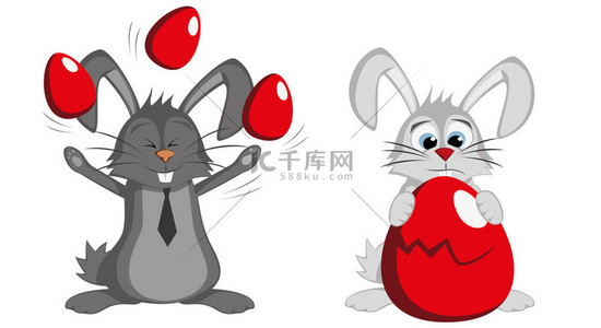 可爱兔子红色背景图片_大兔子收藏-搞笑男复活节兔