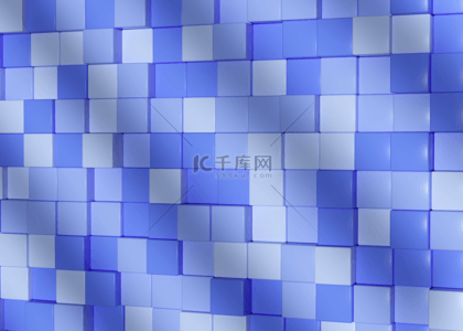 几何抽象方块背景图片_三维浅蓝渐变几何抽象方块