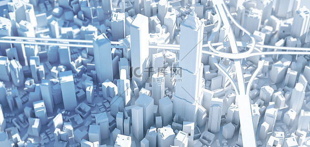 c4d商务空间背景图片_城市建筑3D百世C4D立体
