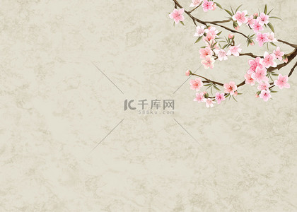 桃花粉色花朵背景图片_大理石简单组合背景