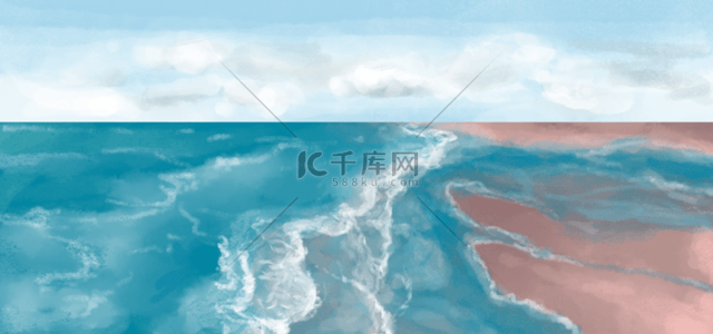 蓝色清新纹理背景图片_水彩海洋背景