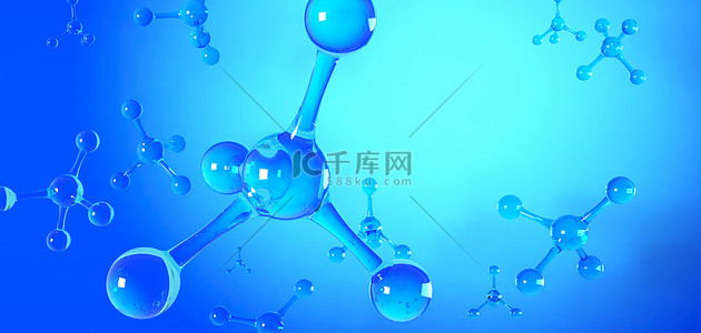 立体3d模型背景图片_分子结构玻璃质感c4d