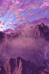唯美山脉背景图片_唯美复古山脉紫色
