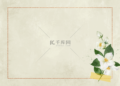 春天水彩花卉背景图片_花卉边框白色花朵水彩质感背景