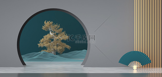 c4d中国风展台背景图片_中国风c4d中国风场景背景