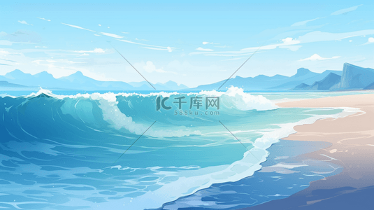 彩色夏季海洋冲浪