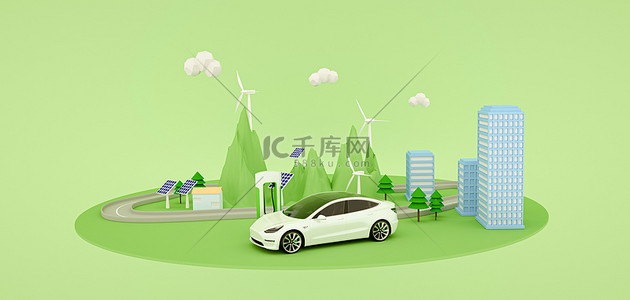 低碳环保背景图片_新能源车低碳充电桩