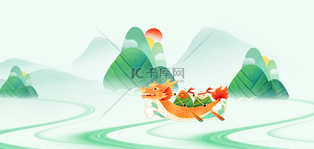 龙舟背景图片_端午节传统节日简约中国风端午海报背景