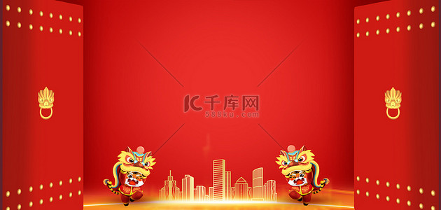 新年开工背景图片_开门红红色喜庆开门红海报背景