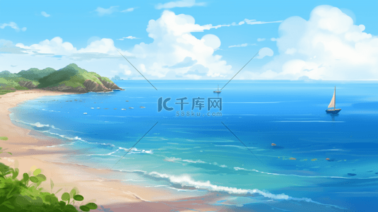 夏天大海清新海浪治愈背景