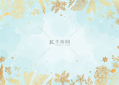 日本元素背景背景图片_植物创意金色线条水彩背景