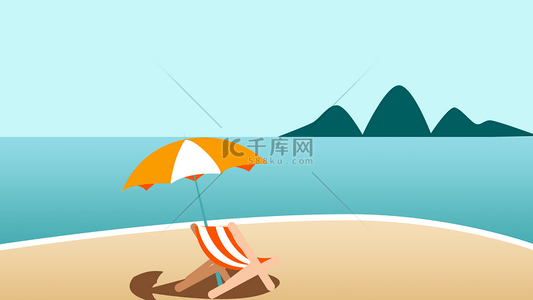 雨伞背景图片_极简风格海边度假电脑壁纸背景