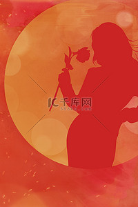 女王节女王节背景图片_女神节女性剪影红色简约唯美