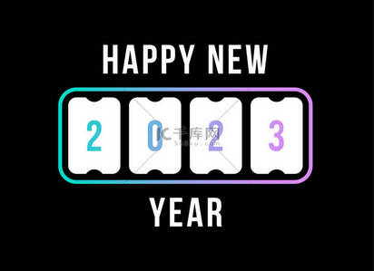 flat背景图片_happy new year with 2023 scoreboard. concept of flipboard numerical, celebrate 2023 calendar template. flat style trend modern design vector illustration.