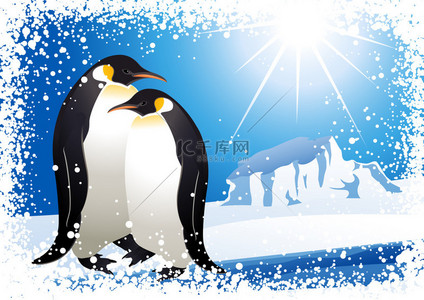 企鹅和雪花帧