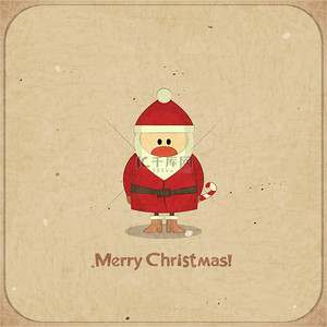 新年活动邀请函背景图片_快乐圣诞复古卡与圣诞老人