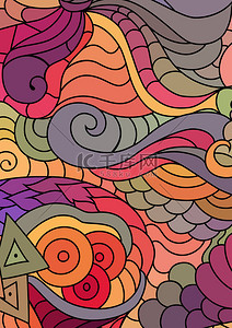Zentangle用手绘涂鸦画激励部落装饰。波希米亚色彩丰富的抽象背景.