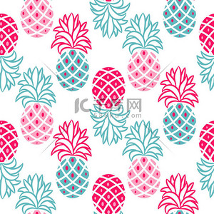 底纹矢量图背景图片_菠萝粉红色和蓝色无缝矢量模式.