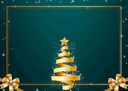 卡通红色喜庆背景图片_圣诞节质感垂吊金色丝带装饰背景