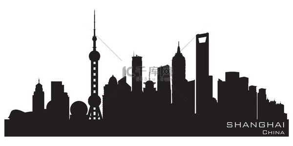 矢量城市背景图片_上海中国城市天际线矢量剪影