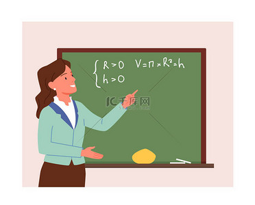 黑板手绘素材背景图片_在教室里，站在黑板旁边，对学校或大学教师进行数学课培训