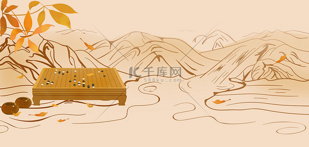 背景围棋背景图片_围棋下棋黄色简约背景