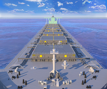 够能力你就来背景图片_这艘船是一艘散装货船，在水面上有很大的载货能力。3D渲染