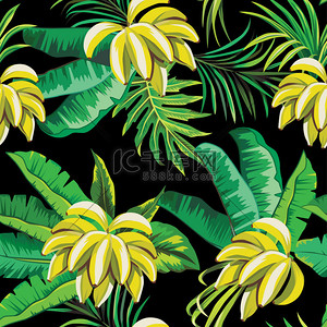香蕉和棕榈叶热带模式