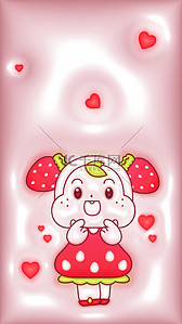 可爱少女风背景图片_可爱壁纸手机壁纸草莓娃娃