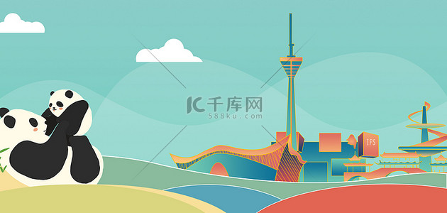 老成都担担面背景图片_成都熊猫国潮banner