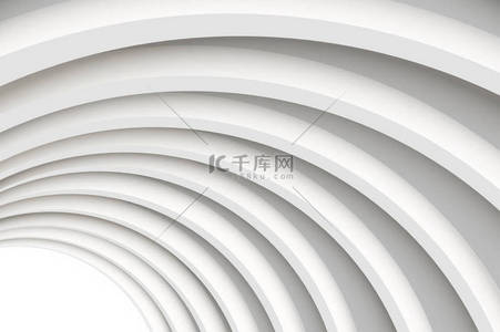 一个现代的白色混凝土拱形天花板的角度.相同的半圆形形状.最后的光.