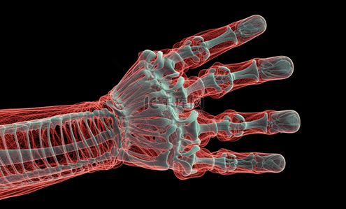人体关节图背景图片_彩色3D手掌关节图
