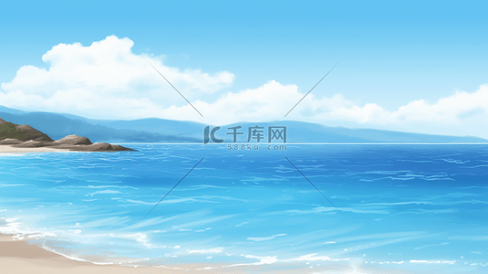 夏天大海清新海浪治愈背景