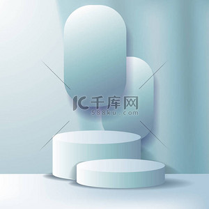 green背景图片_3d cylinder podium pedestal product display with pastel green background color