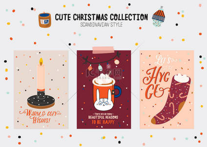 人物卡片背景背景图片_圣诞套件可爱的冬季人物和卡片。新年元素和节日排版。孤立。斯堪的纳维亚风格的插图很好的贴纸, 标签, 标签, 卡, 海报。向量