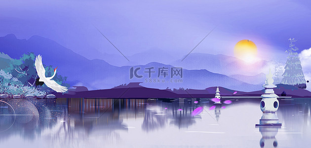 杭州背景背景图片_中国风水墨城市背景素材