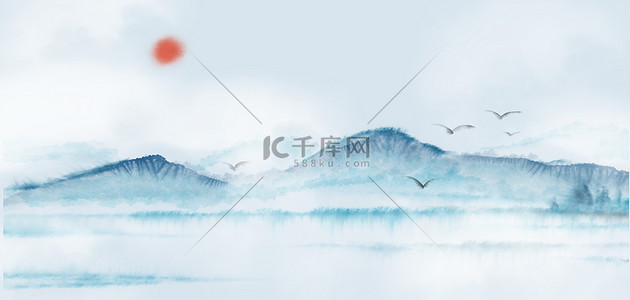 冬天山水中国风背景