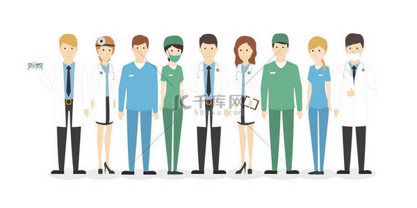 医生团队背景图片_孤立的医院工作人员.