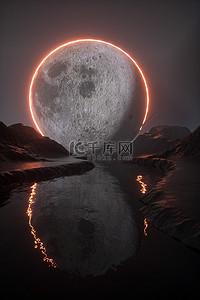 宇宙背景图片_科幻月球宇宙  黑色C4D立体