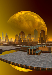 元宇宙城市背景图片_未来派的外星城市-计算机图稿