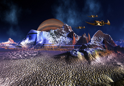 宇宙鹅卵石背景图片_3D渲染幻想异形景观- 3D图解
