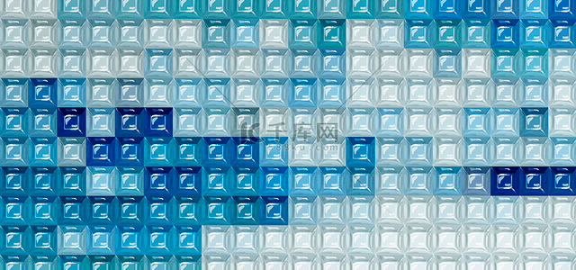 抽象玻璃质感清爽夏日泳池蓝色冰块马赛克渐变背景