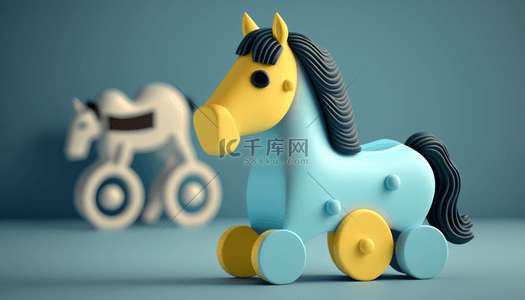 木马玩具背景图片_彩色3D立体摇摇马