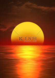 3d夏季背景图片_海洋日落太阳下落