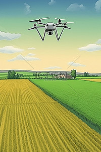 飞行器喷射背景图片_现代农业农田无人机飞行背景