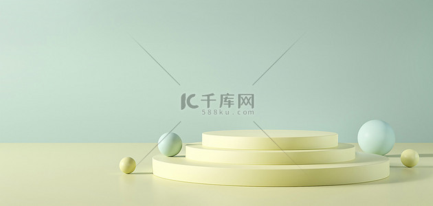 几何底座展台c4d背景图片_展台几何立体绿色c4d